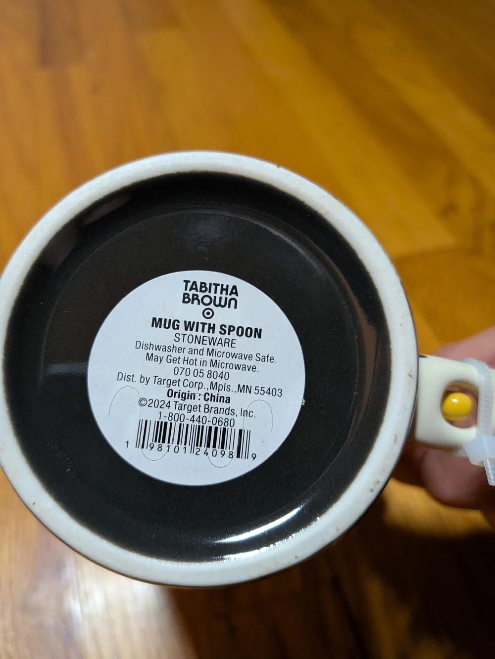 Tabitha Black Floral Ceramic Mug with Yellow Stirring Spoon